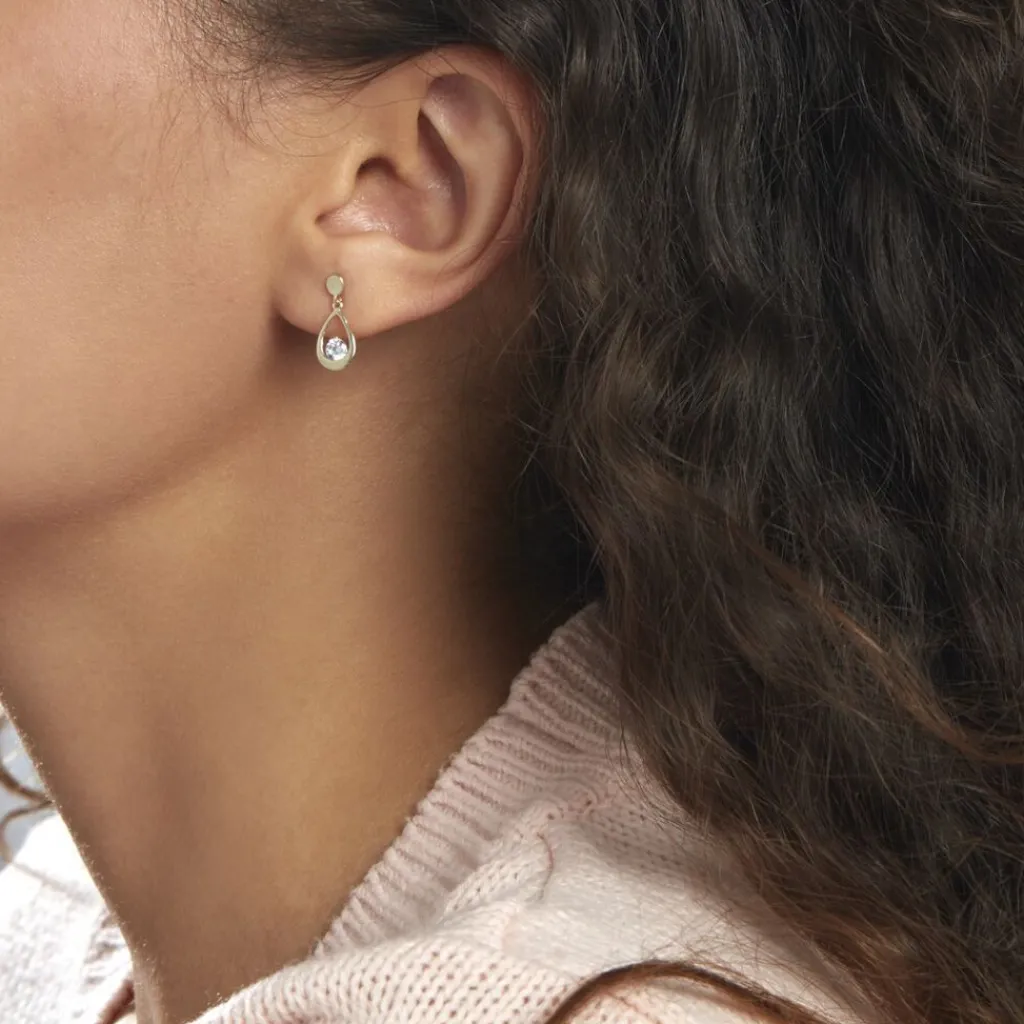 Histoire d'Or Boucles D'oreilles Pendantes Phaenna Or Jaune Oxyde De Zirconium