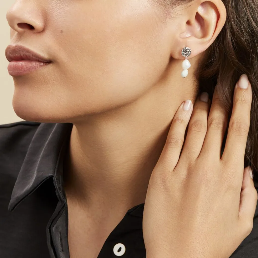 Histoire d'Or Boucles D'oreilles Pendantes Aroha Argent Blanc Amazonite Perle New