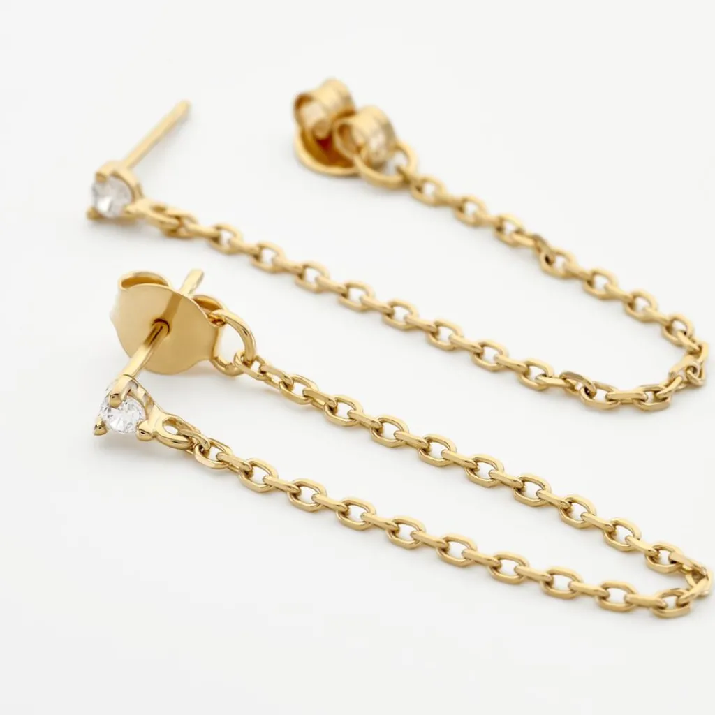 Histoire d'Or Boucles D'oreilles Pendantes Plaqué Or Lienard Oxydes De Zirconium Hot