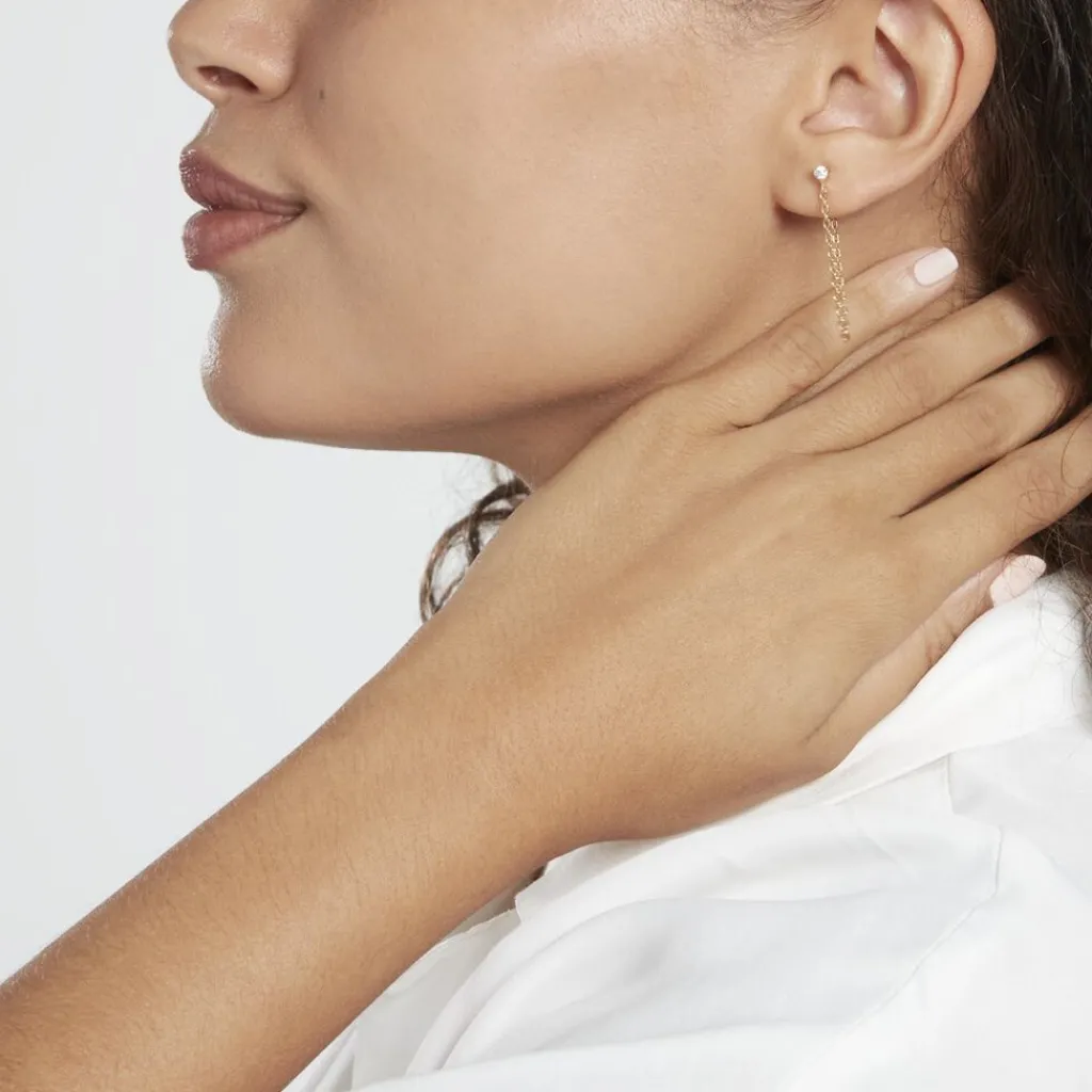 Histoire d'Or Boucles D'oreilles Pendantes Plaqué Or Lienard Oxydes De Zirconium Hot