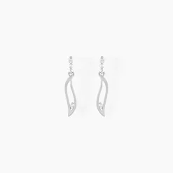 Histoire d'Or Boucles D'oreilles Pendantes Ysanna Or Blanc Oxyde De Zirconium Discount