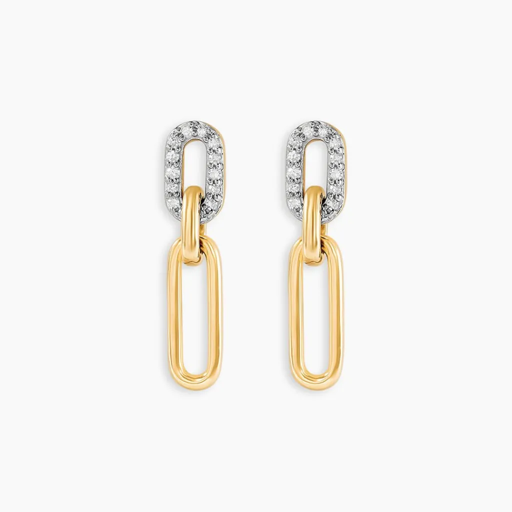 Histoire d'Or Boucles D'oreilles Pendantes Infinite Love Or Jaune Diamant Best