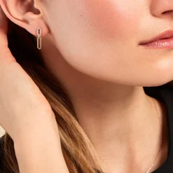 Histoire d'Or Boucles D'oreilles Pendantes Infinite Love Or Jaune Diamant Best