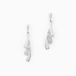 Histoire d'Or Boucles D'oreilles Pendantes Ainhoa Or Blanc Diamant New