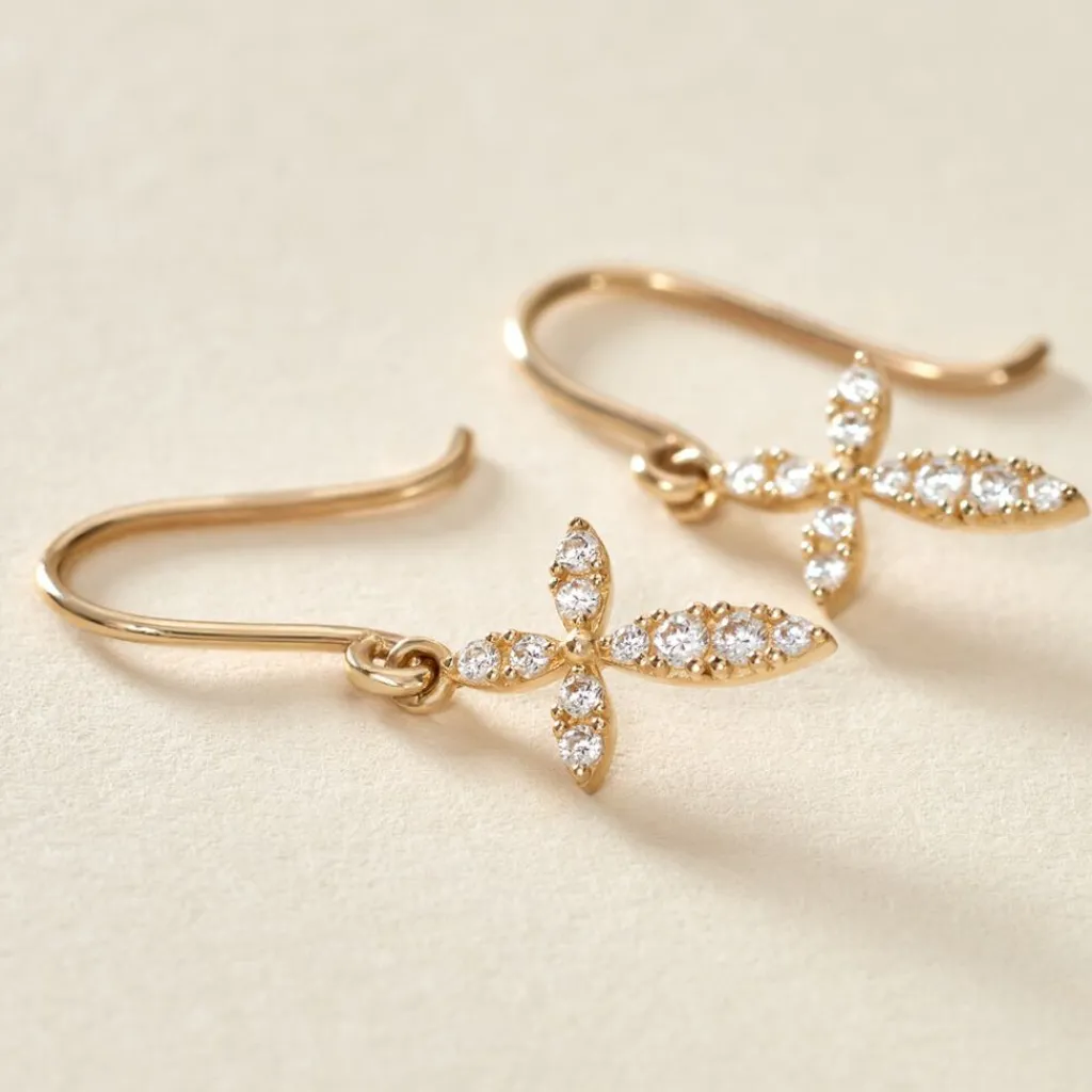 Histoire d'Or Boucles D'oreilles Pendantes Chastity Or Jaune Oxyde De Zirconium Outlet