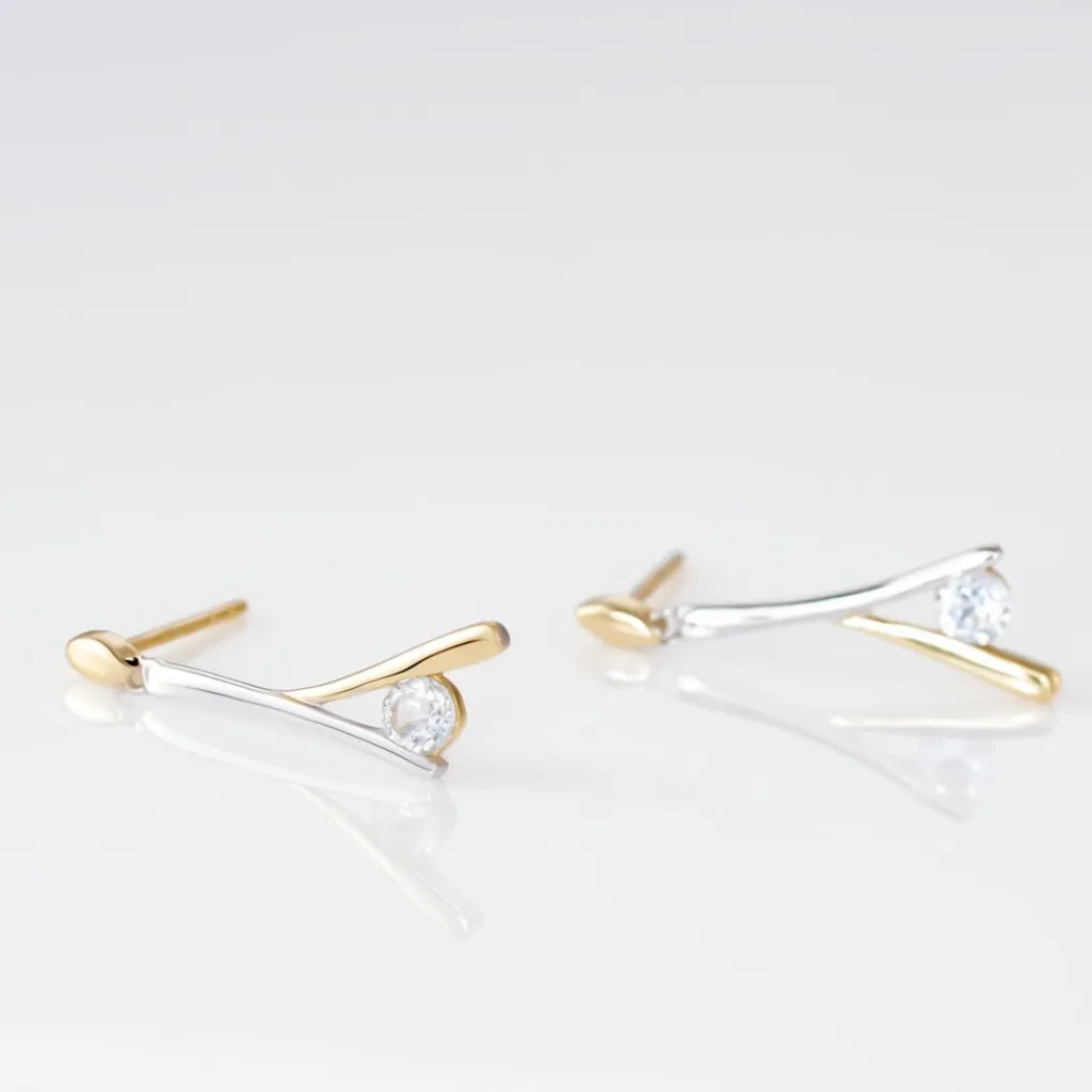 Histoire d'Or Boucles D'oreilles Pendantes Madli Or Bicolore Topaze Clearance