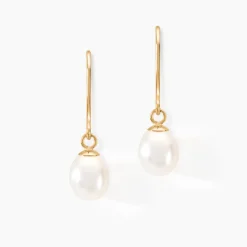 Histoire d'Or Boucles D'oreilles Pendantes Baroque Or Jaune Perle De Culture New