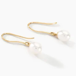 Histoire d'Or Boucles D'oreilles Pendantes Baroque Or Jaune Perle De Culture New