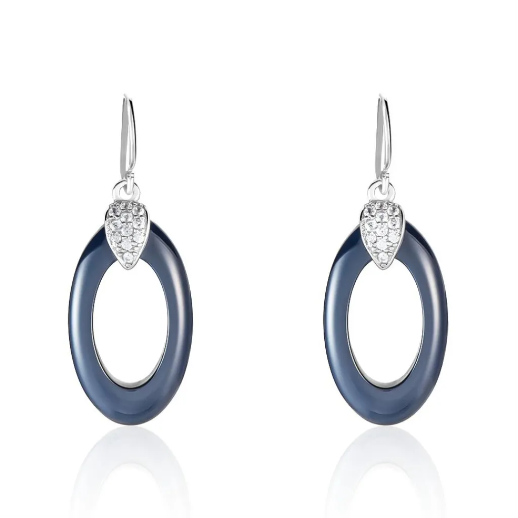 Histoire d'Or Boucles D'oreilles Pendantes Peer Argent Blanc Oxyde De Zirconium Clearance