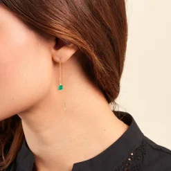 Histoire d'Or Boucles D'oreilles Pendantes Caron Or Jaune Malachite or jaune malachite vert Discount