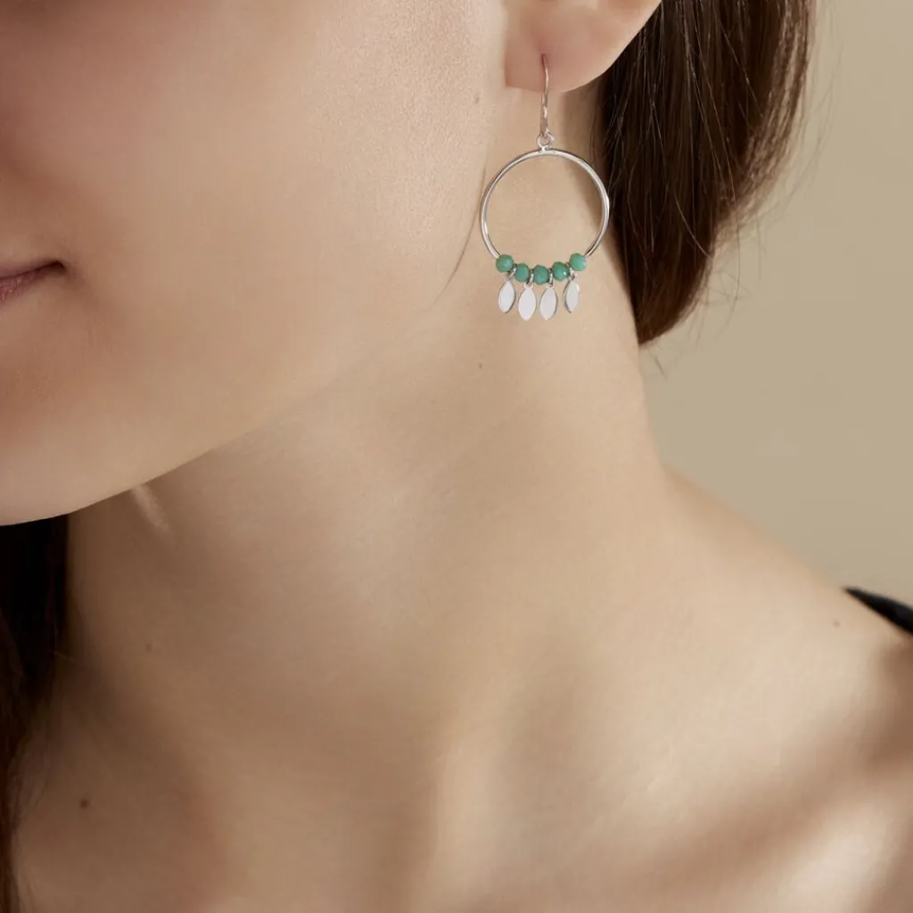 Histoire d'Or Boucles D'oreilles Pendantes Polyna Argent Blanc Pierre De Synthese