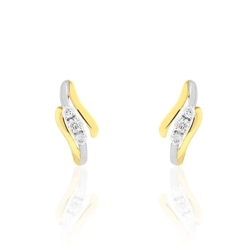 Histoire d'Or Boucles D'oreilles Pendantes Mayline Or Bicolore Diamant Outlet