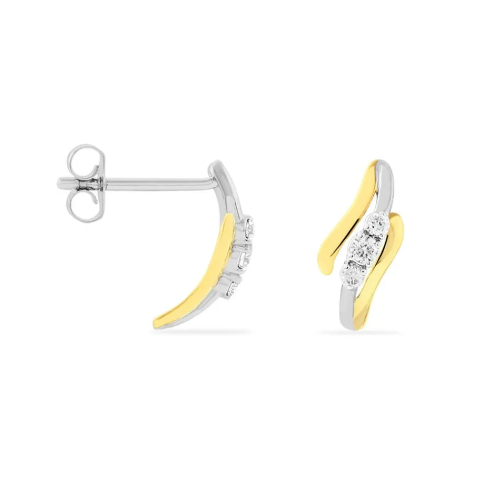 Histoire d'Or Boucles D'oreilles Pendantes Mayline Or Bicolore Diamant Outlet