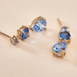 Histoire d'Or Boucles D'oreilles Pendantes Huffie Plaqué Or Jaune Pierre D'imitation Hot