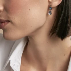 Histoire d'Or Boucles D'oreilles Pendantes Huffie Plaqué Or Jaune Pierre D'imitation Hot