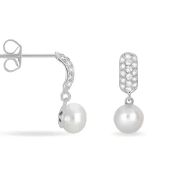 Histoire d'Or Boucles D'oreilles Pendantes Providence Argent  Perle De Culture Oxyde Hot