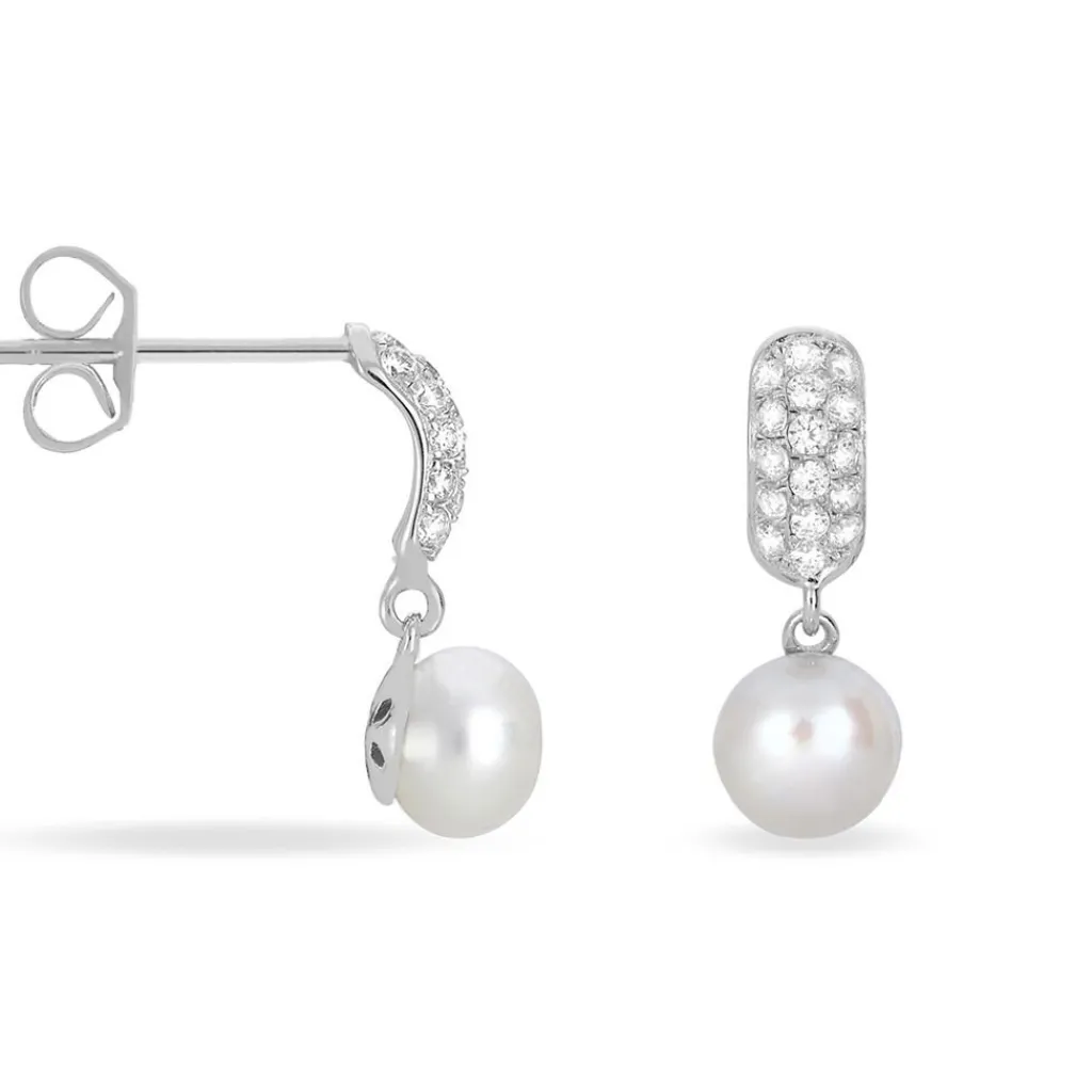 Histoire d'Or Boucles D'oreilles Pendantes Providence Argent Perle De Culture Oxyde Hot