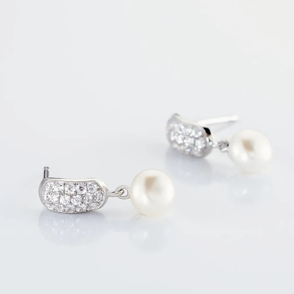 Histoire d'Or Boucles D'oreilles Pendantes Providence Argent Perle De Culture Oxyde Hot