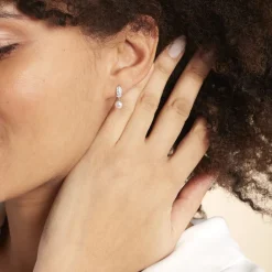 Histoire d'Or Boucles D'oreilles Pendantes Providence Argent Perle De Culture Oxyde Hot