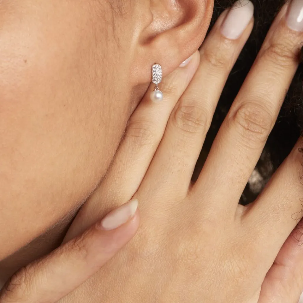 Histoire d'Or Boucles D'oreilles Pendantes Providence Argent Perle De Culture Oxyde Hot