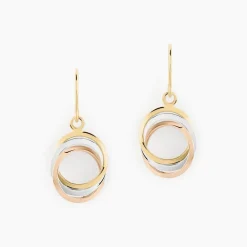 Histoire d'Or Boucles D'oreilles Pendantes Berangere Triple Cercles Or Tricolore Hot
