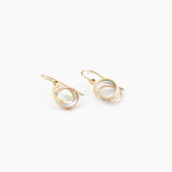 Histoire d'Or Boucles D'oreilles Pendantes Berangere Triple Cercles Or Tricolore Hot