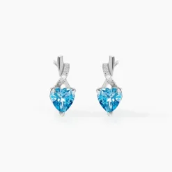 Histoire d'Or Boucles D'oreilles Pendantes Or Blanc Clothilde Topazes Oxydes or blanc topaze london blue Sale