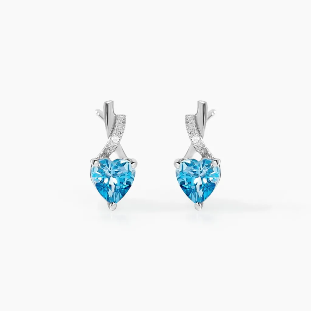 Histoire d'Or Boucles D'oreilles Pendantes Or Blanc Clothilde Topazes Oxydes or blanc topaze london blue Sale