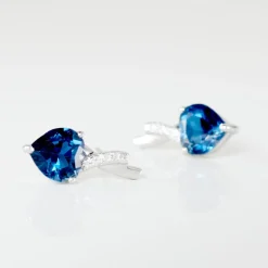 Histoire d'Or Boucles D'oreilles Pendantes Or Blanc Clothilde Topazes Oxydes or blanc topaze london blue Sale
