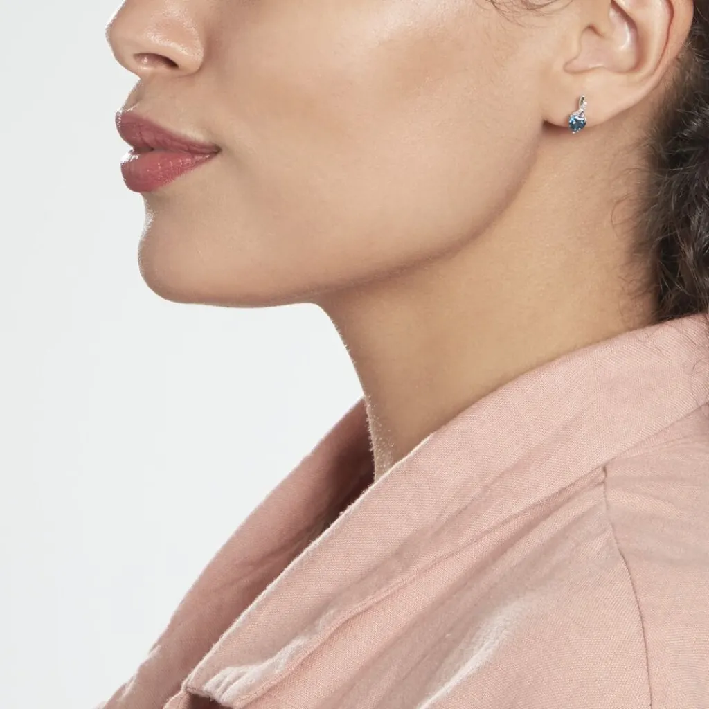 Histoire d'Or Boucles D'oreilles Pendantes Or Blanc Clothilde Topazes Oxydes or blanc topaze london blue Sale