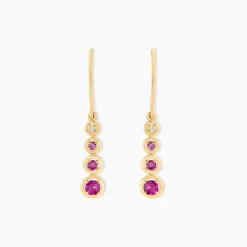 Histoire d'Or Boucles D'oreilles Pendantes Josephine or jaune rubis Hot