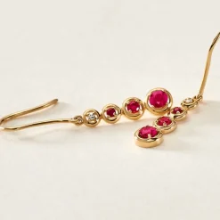 Histoire d'Or Boucles D'oreilles Pendantes Josephine or jaune rubis Hot