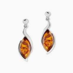 Histoire d'Or Boucles D'oreilles Pendantes Vyara Argent Blanc Ambre Hot