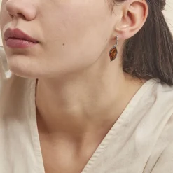 Histoire d'Or Boucles D'oreilles Pendantes Vyara Argent Blanc Ambre Hot