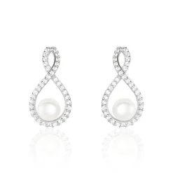 Histoire d'Or Boucles D'oreilles Pendantes Saja Argent Perle De Culture Et Oxyde