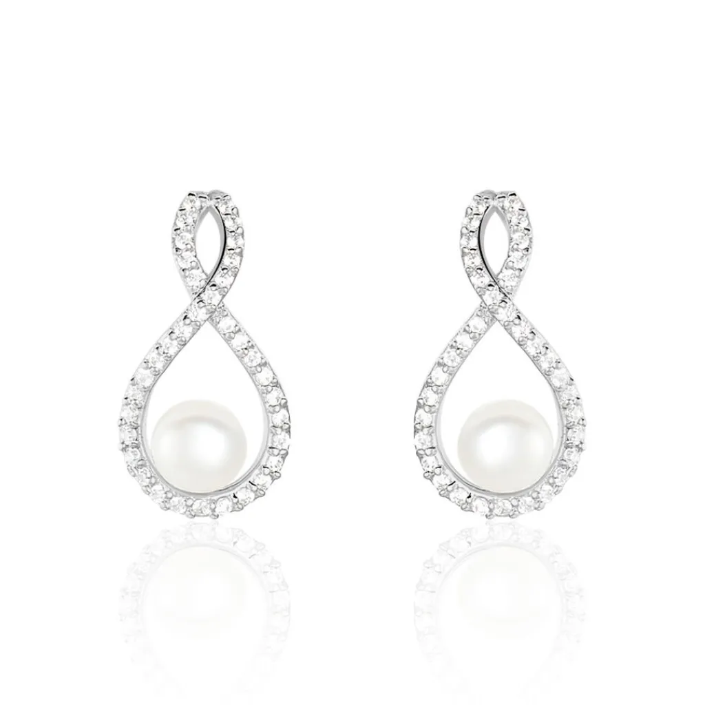 Histoire d'Or Boucles D'oreilles Pendantes Saja Argent Perle De Culture Et Oxyde