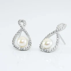 Histoire d'Or Boucles D'oreilles Pendantes Saja Argent Perle De Culture Et Oxyde