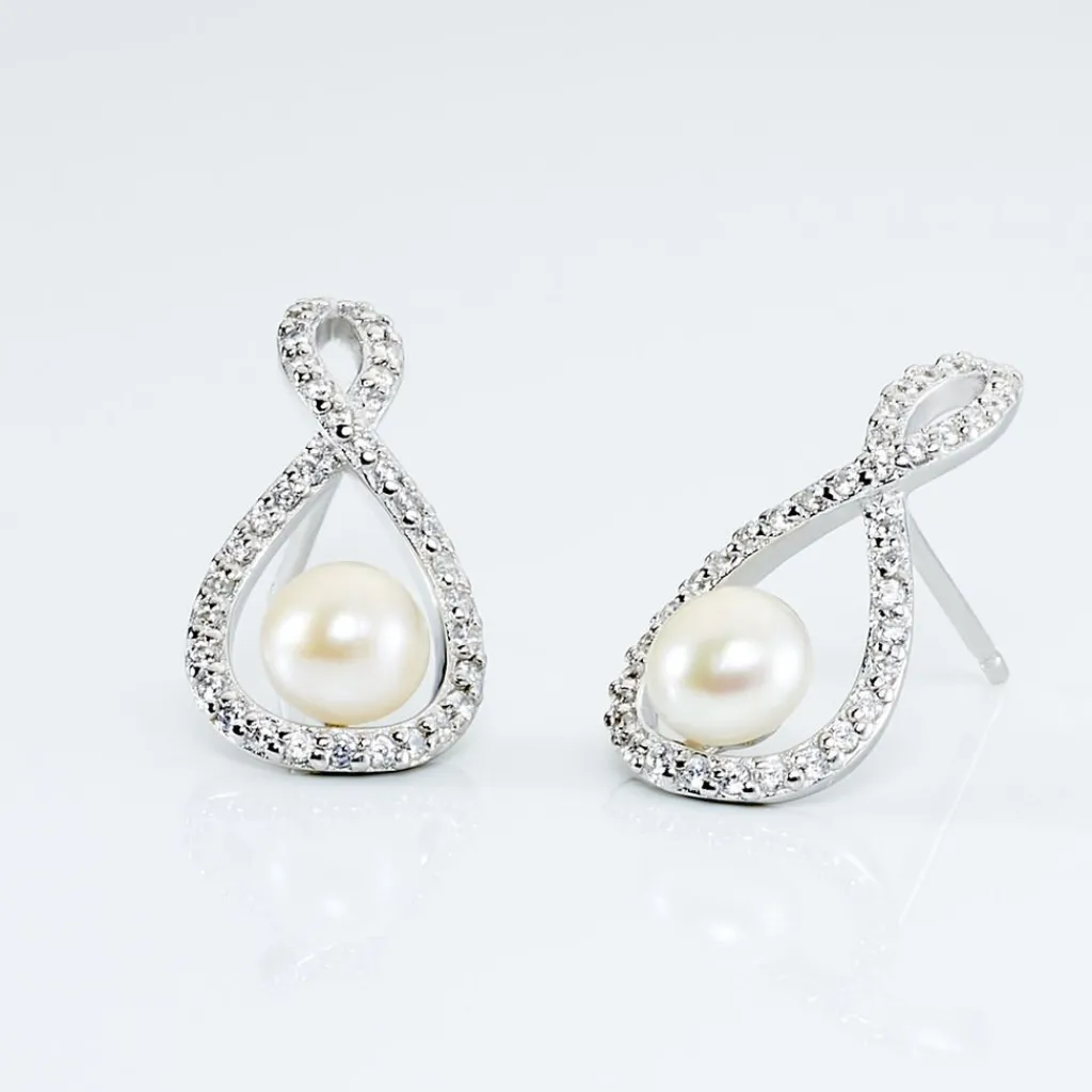 Histoire d'Or Boucles D'oreilles Pendantes Saja Argent Perle De Culture Et Oxyde