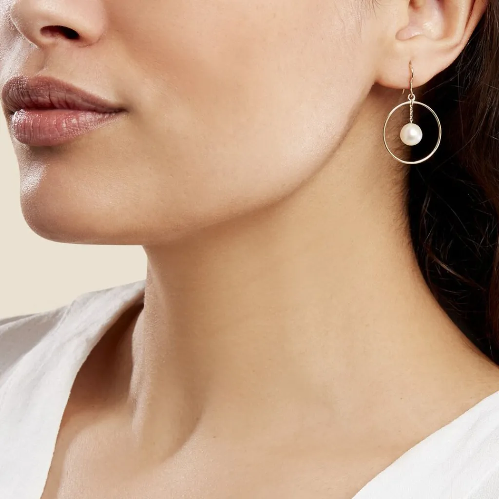 Histoire d'Or Boucles D'oreilles Pendantes Joris Or Jaune Perle De Culture Discount