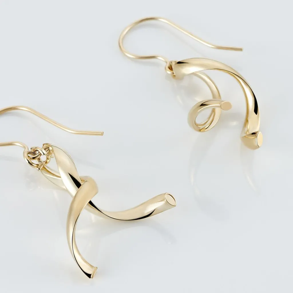 Histoire d'Or Boucles D'oreilles Pendantes Merone Vagues Or Jaune Clearance