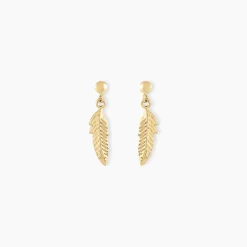 Histoire d'Or Boucles D'oreilles Pendantes Bartolomea Feuille Or Jaune Sale
