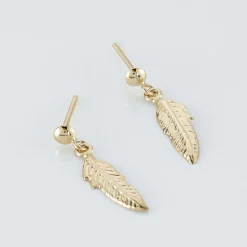 Histoire d'Or Boucles D'oreilles Pendantes Bartolomea Feuille Or Jaune Sale
