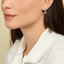 Histoire d'Or Boucles D'oreilles Pendantes Midnight Flower Argent Blanc Oxyde Online