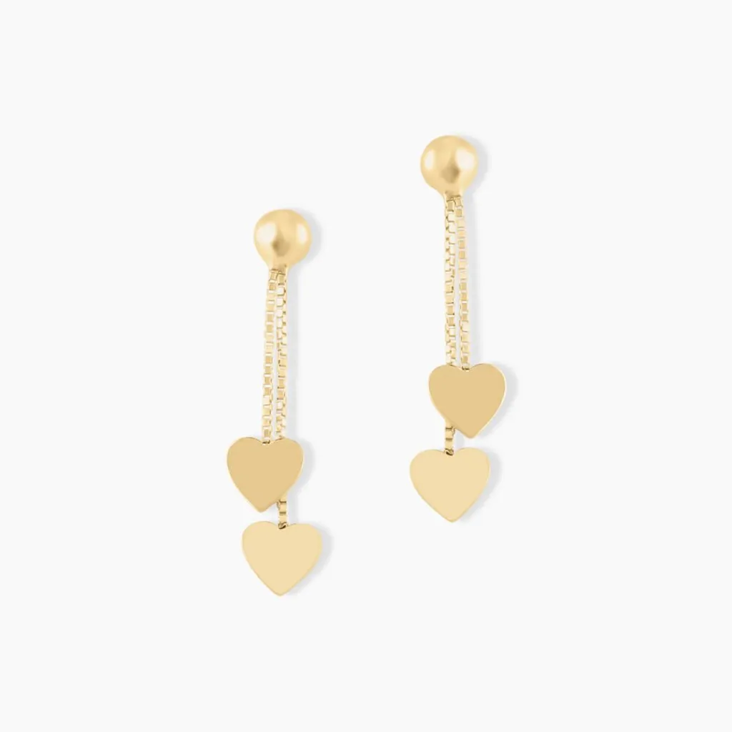 Histoire d'Or Boucles D'oreilles Pendantes Anne-maudae Pendantes Coeurs Or Jaune Hot