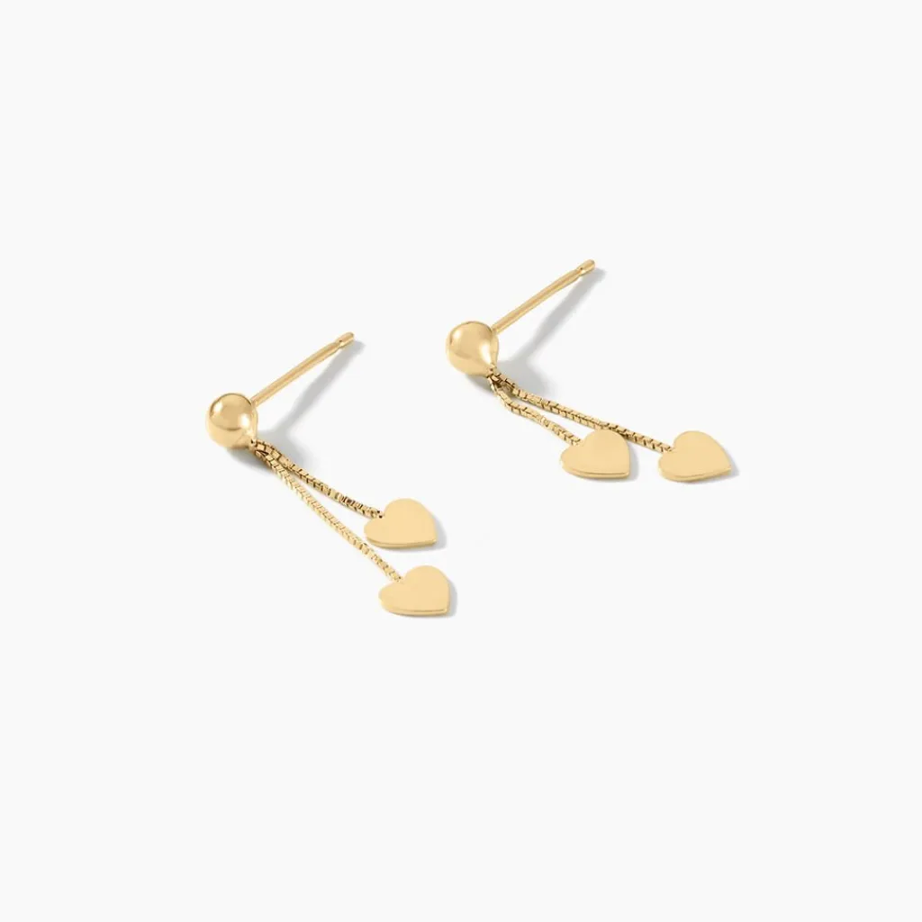 Histoire d'Or Boucles D'oreilles Pendantes Anne-maudae Pendantes Coeurs Or Jaune Hot