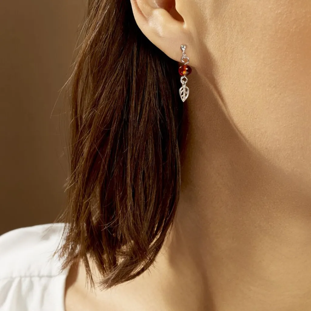 Histoire d'Or Boucles D'oreilles Pendantes Nolana Argent Blanc Ambre Online