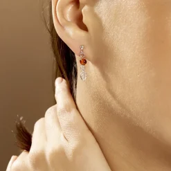 Histoire d'Or Boucles D'oreilles Pendantes Nolana Argent Blanc Ambre Online