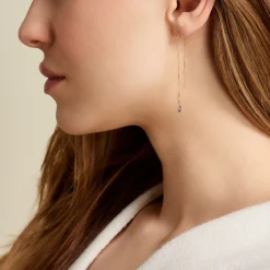 Histoire d'Or Boucles D'oreilles Pendantes Iris Or Jaune Améthyste Topaze Hot