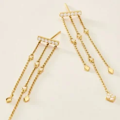 Histoire d'Or Boucles D'oreilles Pendantes Eclat D'etoile Or Jaune Oxyde Clearance