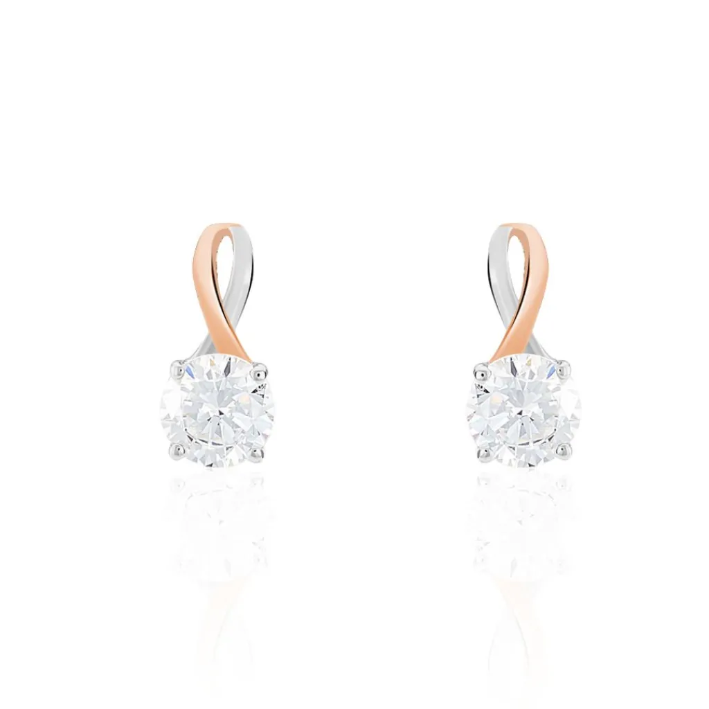 Histoire d'Or Boucles D'oreilles Pendantes Micheline Or Bicolore Oxyde De Zirconium